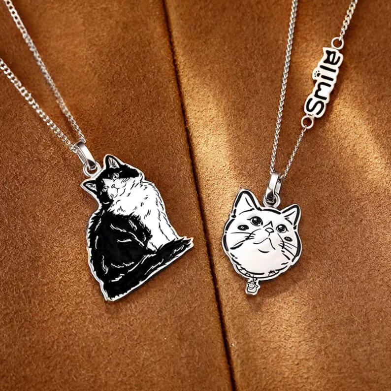 Personalized Sterling Silver Pet Portrait Necklace