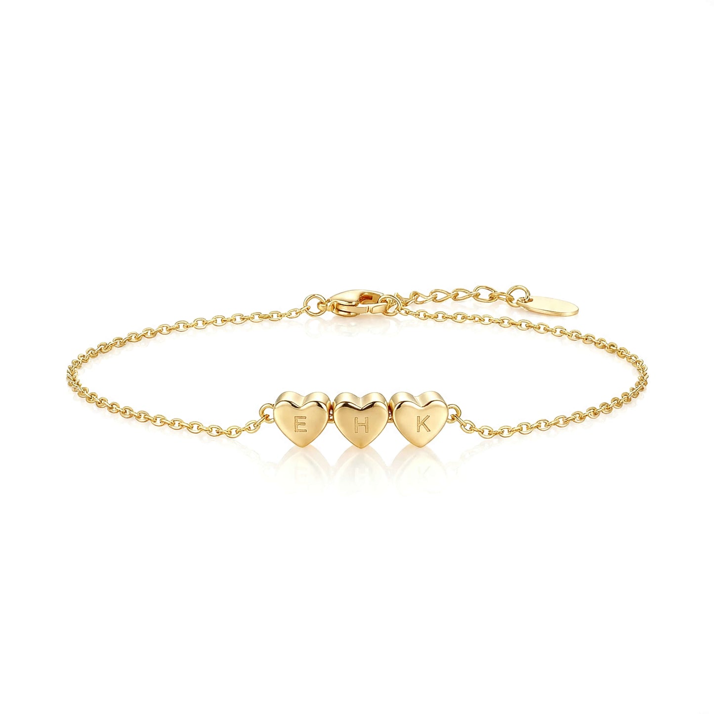 Personalized Tiny 3D Initial Heart Charm Bracelet