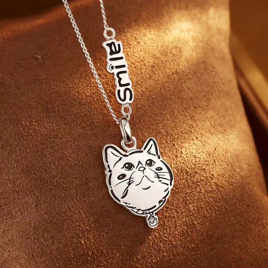 Personalized Sterling Silver Pet Portrait Necklace