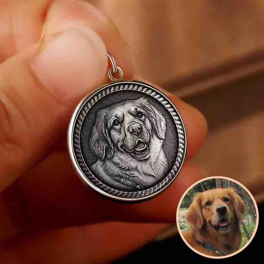 Custom 3D Pet Memorial Coin Pendant Necklace-Handmade in 999 Sterling Silver