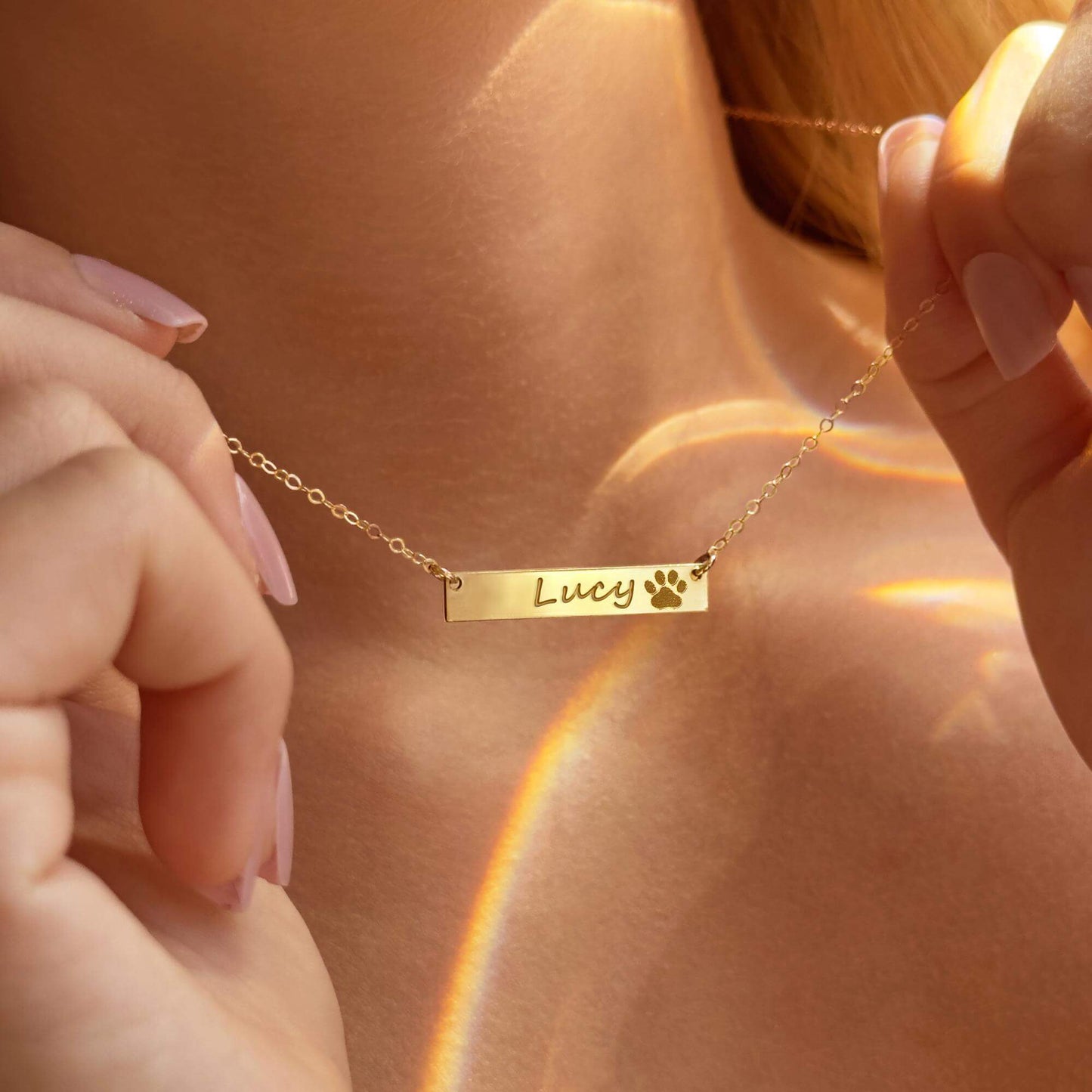 Personalized Paw Print Name Necklace