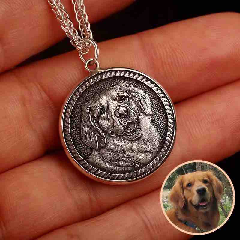 Custom 3D Pet Memorial Coin Pendant Necklace-Handmade in 999 Sterling Silver