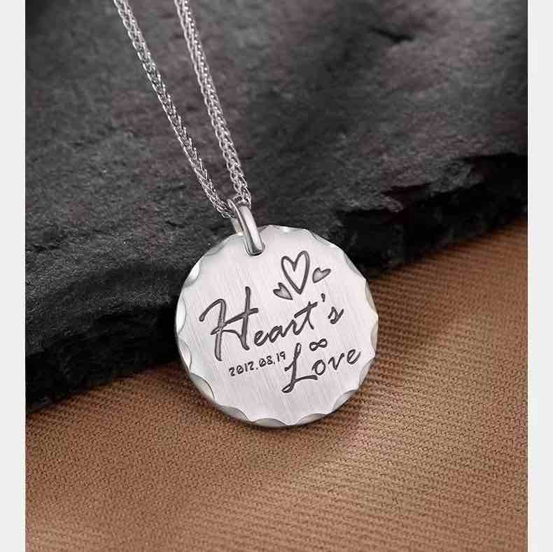 Custom 3D Pet Portrait Engraved Pendant Necklace – Handmade in 999 Sterling Silver