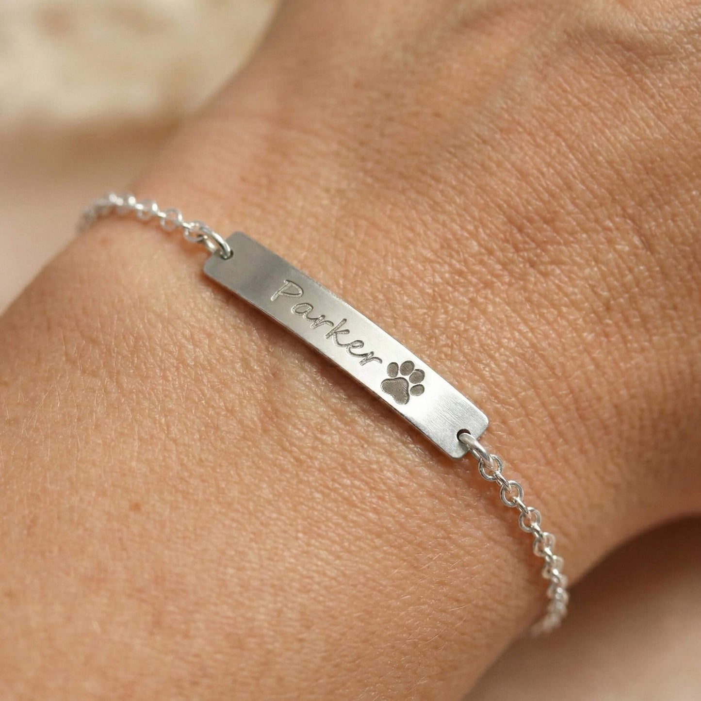 Personalized Paw Print Name Bracelet