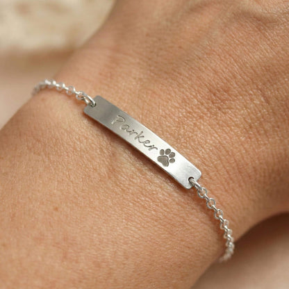 Personalized Paw Print Name Bracelet