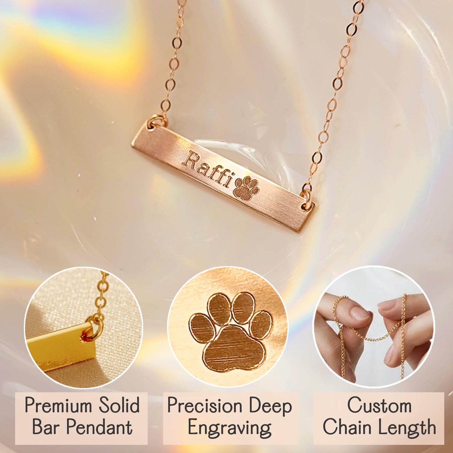 Personalized Paw Print Name Necklace