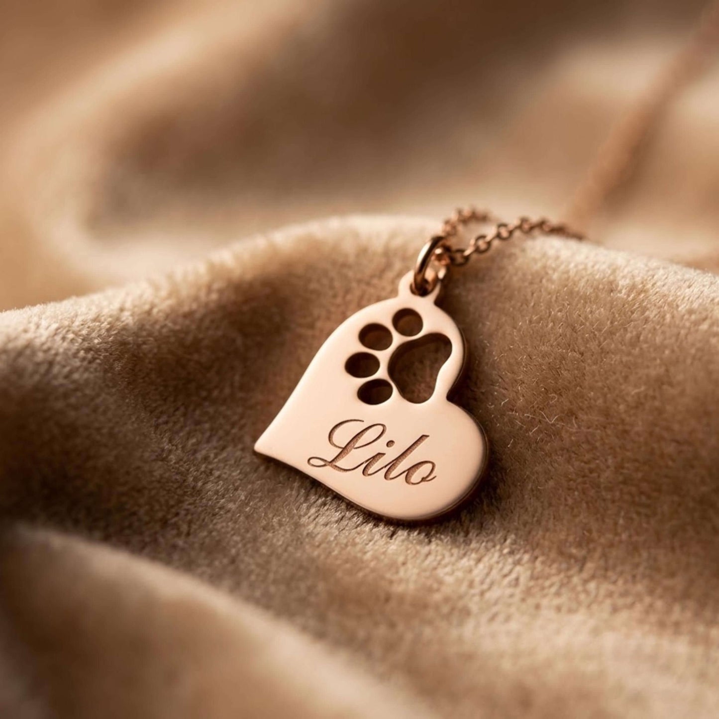 Personalized  Paw Print Heart Necklace