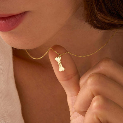 Personalized Dog Bone Name Necklace