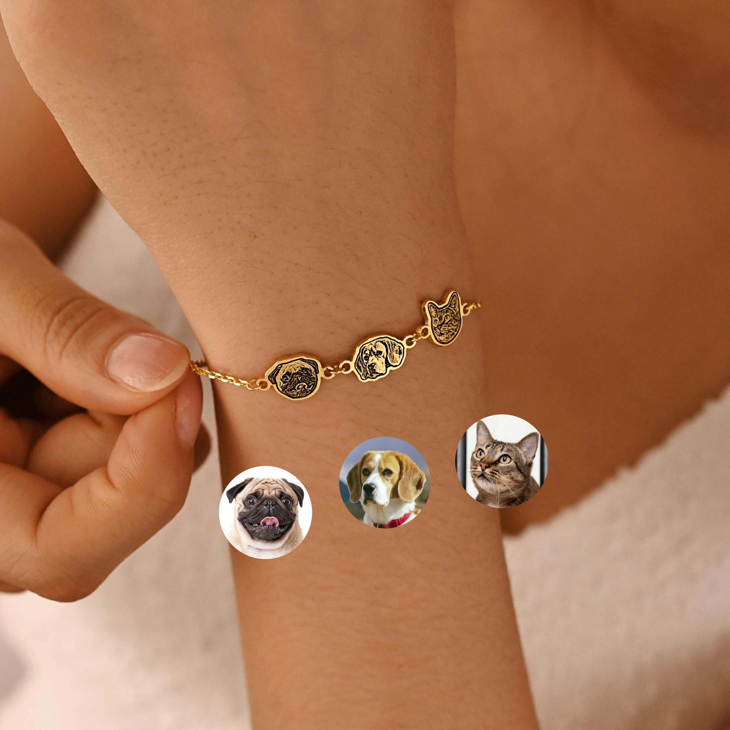 Personalized  Pet Portrait Bracelet-Three Pets