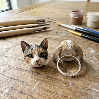 Personalized Sterling Silver 3D Pet Portrait Ring