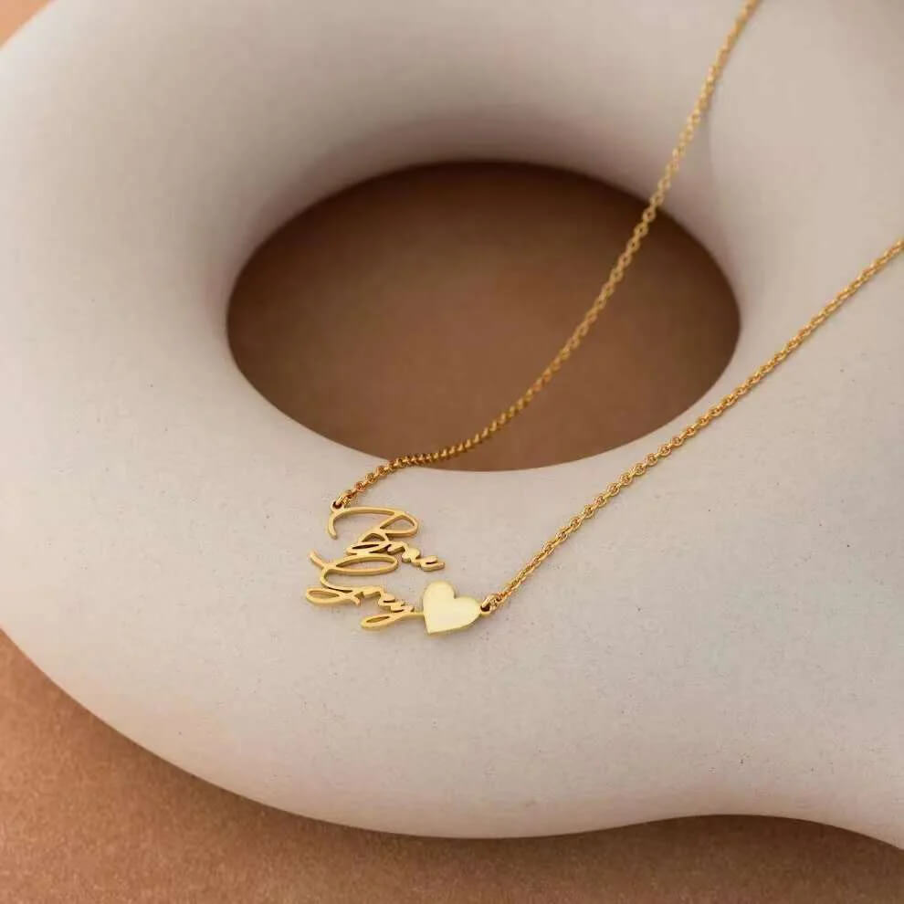 Personalized Double Name Necklace with Heart