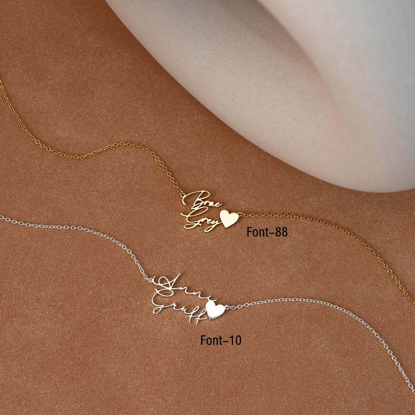 Personalized Double Name Necklace with Heart