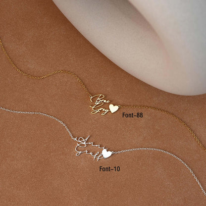 Personalized Double Name Necklace with Heart