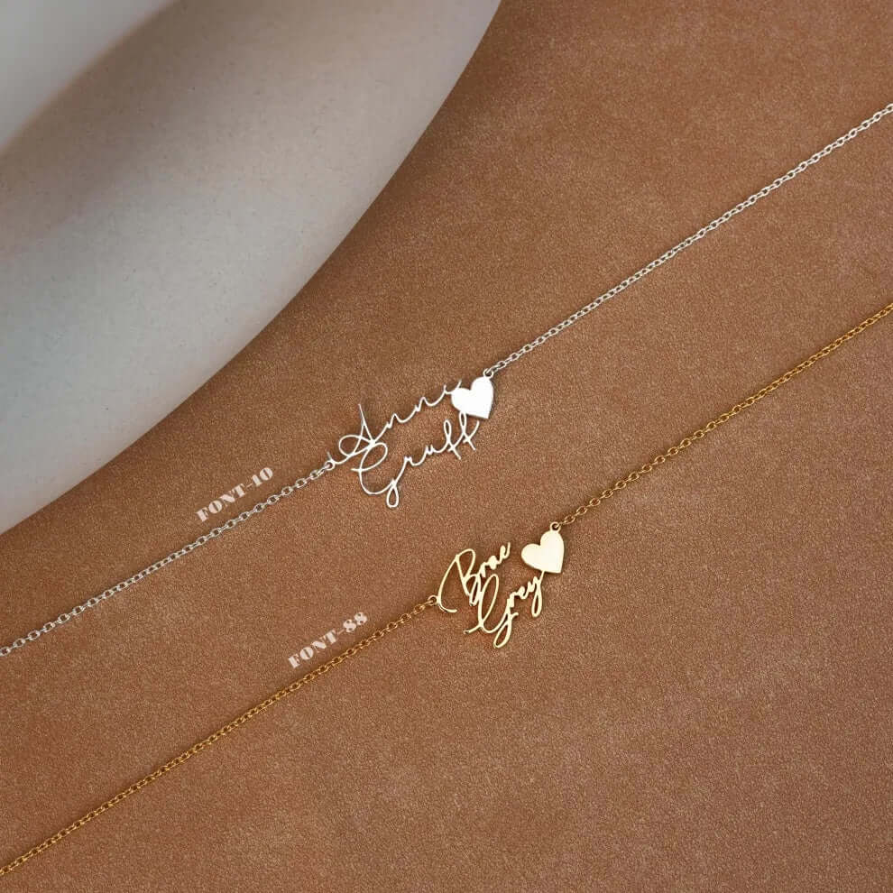 Personalized Double Name Necklace with Heart