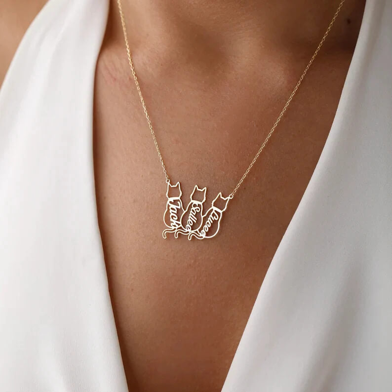 Personalized Lucky Cat Name Necklace