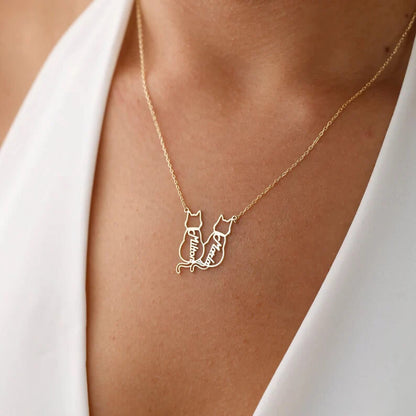 Personalized Lucky Cat Name Necklace