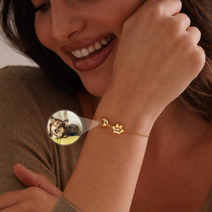 Personalized Paw Name Projection  Bracelet