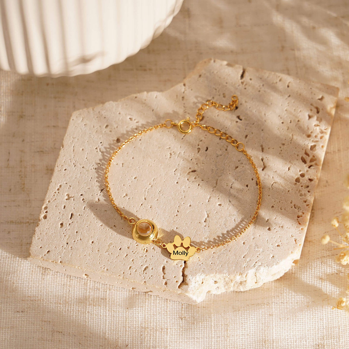 Personalized Paw Name Projection  Bracelet