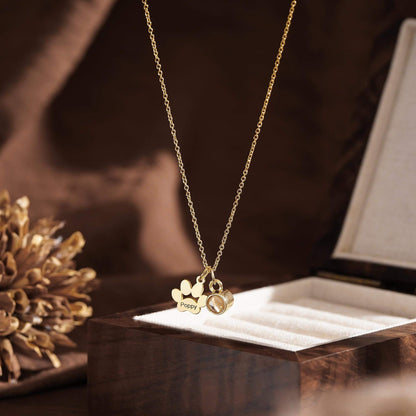 Personalized Paw Name Projection  Necklace