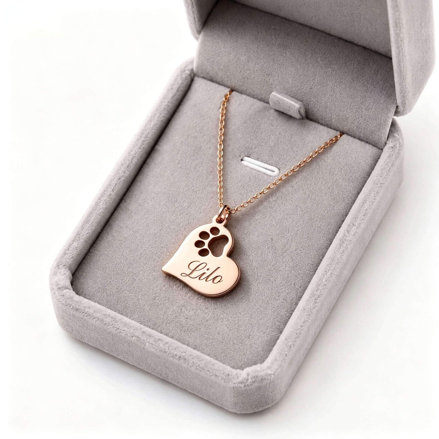 Personalized  Paw Print Heart Necklace