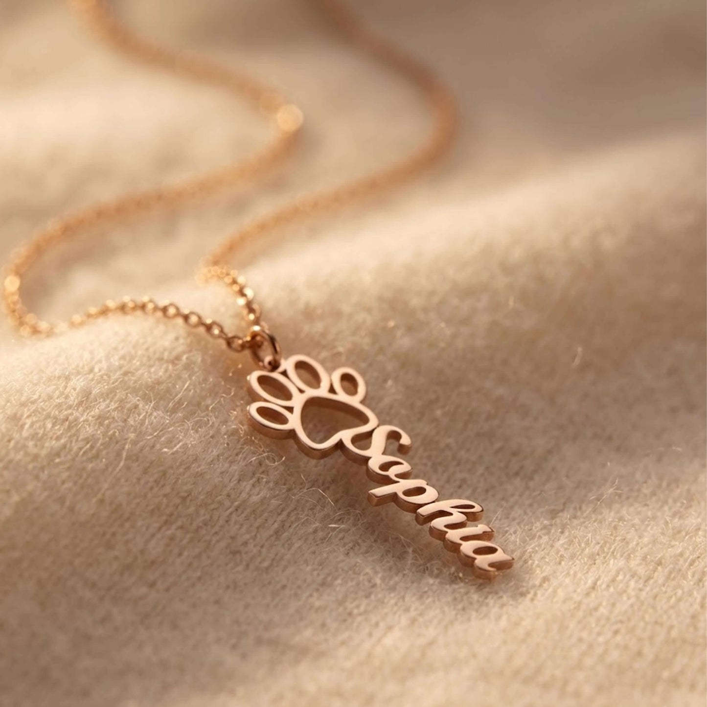 Personalized  Paw Print Name Necklace