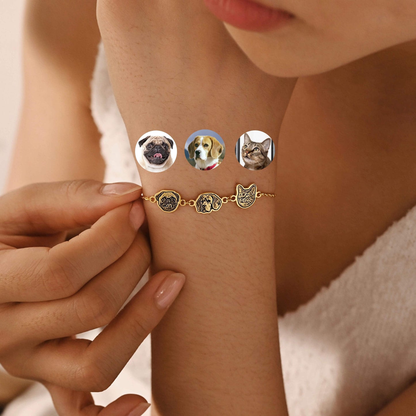Personalized  Pet Portrait Bracelet-Three Pets