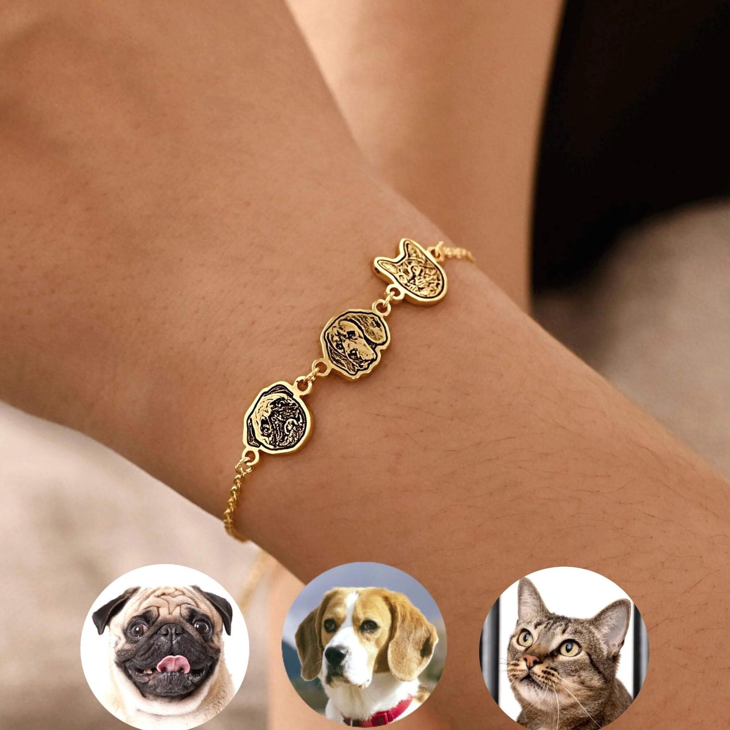 Personalized  Pet Portrait Bracelet-Three Pets