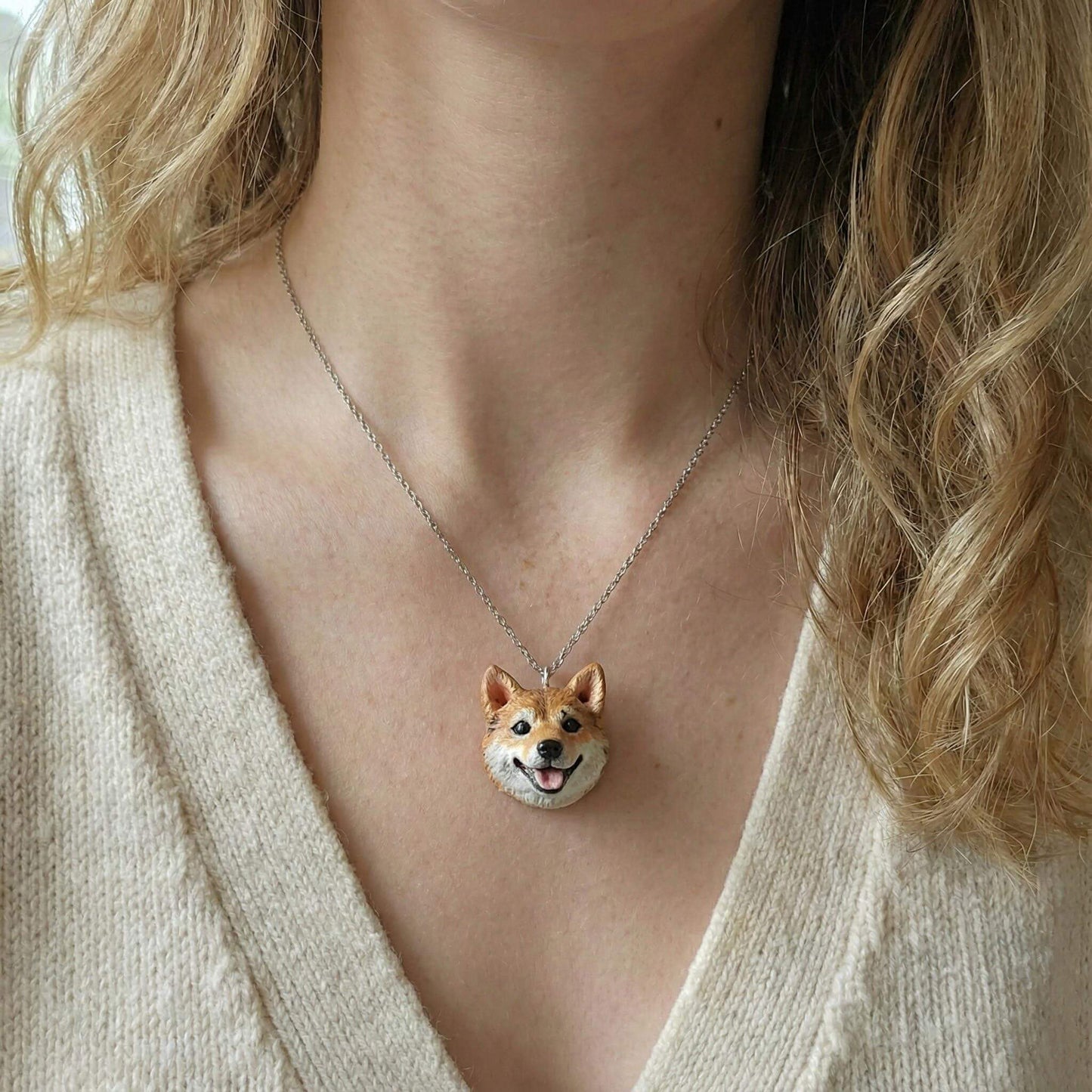 Personalized Sterling Silver 3D Pet Portrait Necklace
