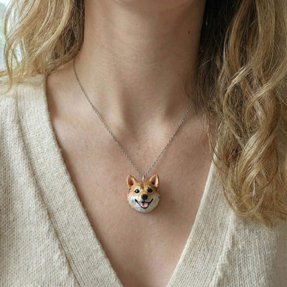Personalized Sterling Silver 3D Pet Portrait Necklace