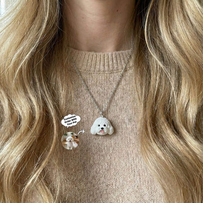 Personalized Sterling Silver 3D Pet Portrait Necklace