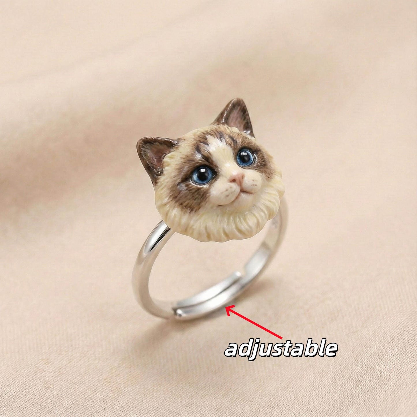 Personalized Sterling Silver 3D Pet Portrait Ring