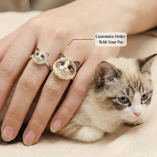 Personalized Sterling Silver 3D Pet Portrait Ring
