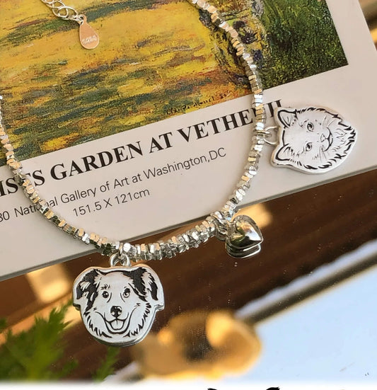 Personalized Pet Portrait Bracelet-Handmade in 925 Sterling Silver
