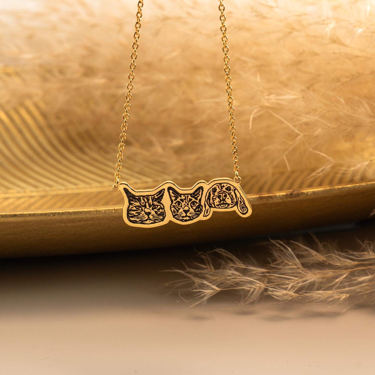 Personalized  Pet Portrait Necklace-Three Pets