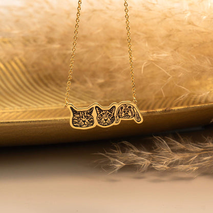 Personalized  Pet Portrait Necklace-Three Pets