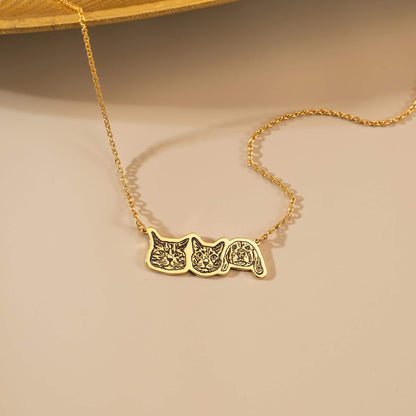 Personalized  Pet Portrait Necklace-Three Pets