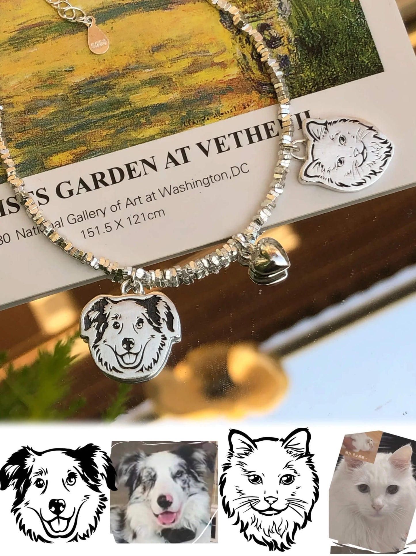 Personalized Pet Portrait Bracelet-Handmade in 925 Sterling Silver